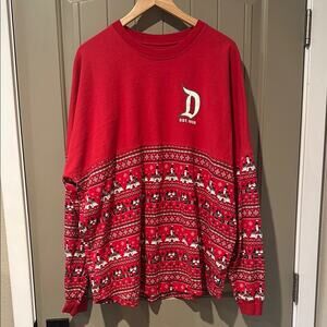 Disney Red Sweater with Festive Pattern